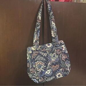 Vera Bradley Blue and Tan Floral Shoulder Bag